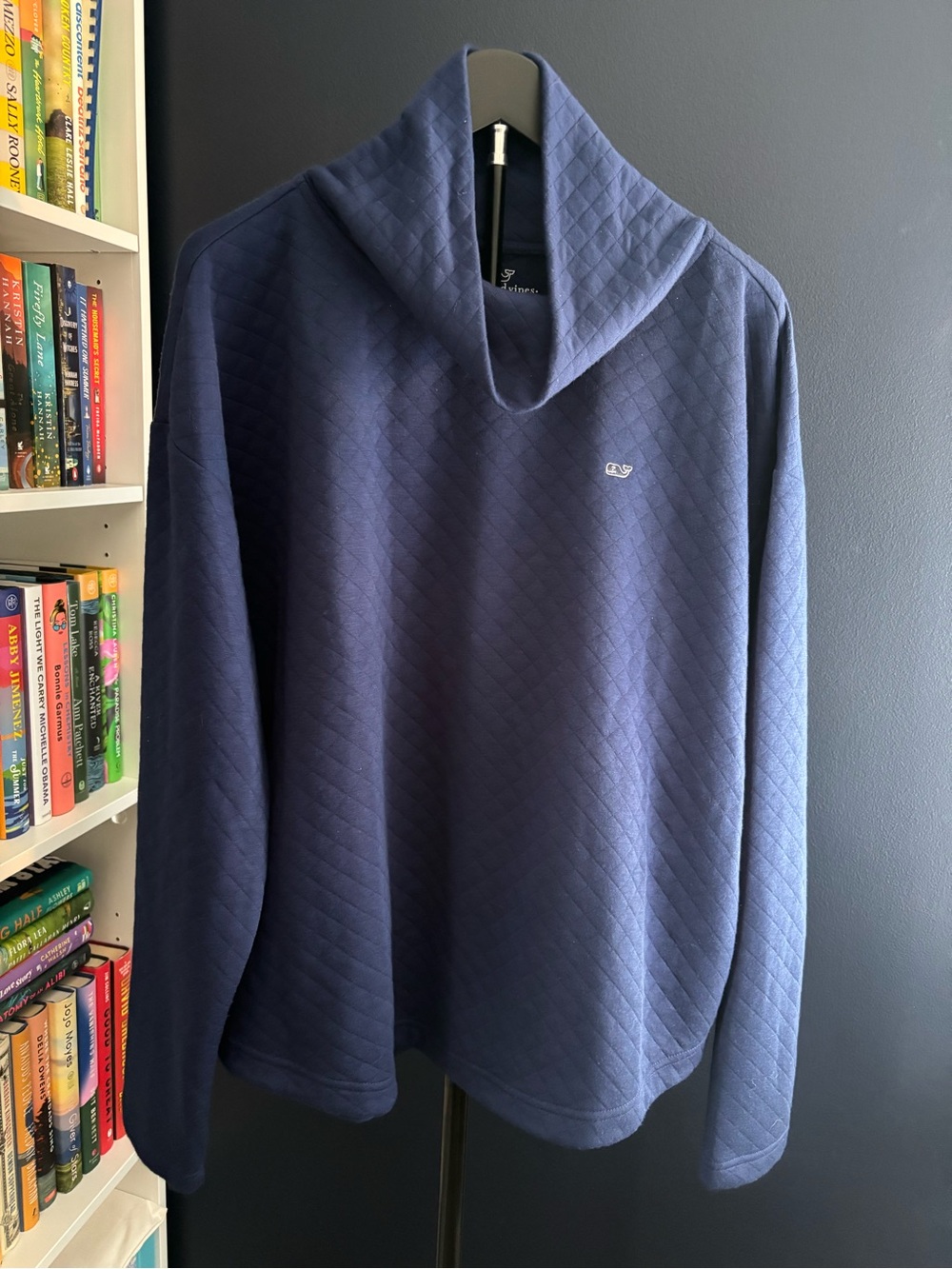 Vineyard Vines Navy Quilted Funnel Neck Sweatshirt